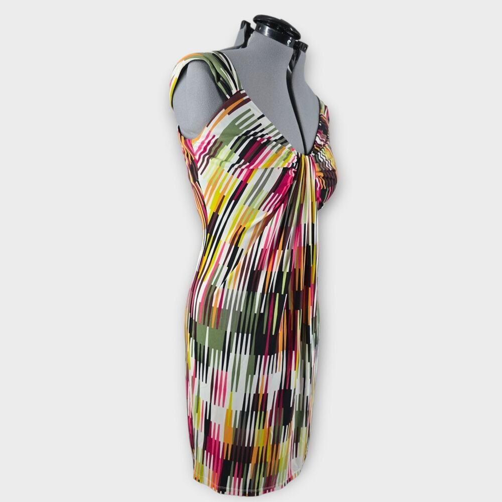 London Times Dress Women's 12  Abstract Geo Pattern Sleeveless Stretch Midi  NWT - Picture 2 of 9